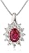 Amazon Essentials Sterling Silver Created Ruby and Created White Sapphire Oval Pendant Necklace, 18