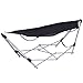 Black Portable Folding Hammock Beach Lounge Camping Bed Steel Frame Stand w/ Bag – 264lbs Capacitythumb 1