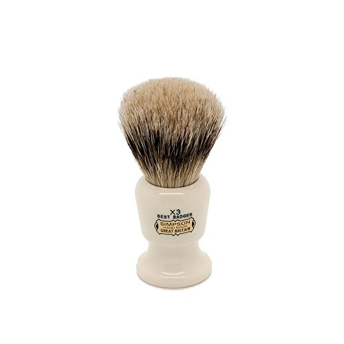 Commodore Best Badger Brush- Simpson Shaving Brushes - Faux Ivory Handle (X3 Best)