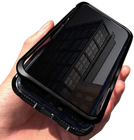 iPhone Xs Max Case, Tuerdan Slim Fit Ultra-Thin Case Lightweight, [Anti-Peeping] [Magnetic Case] [Metal Frame] [Clear Tempered Glass Back] for iPhone Xs Max (Black)