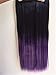 Long Thick One Piece Half Head Straight Ombre Clip in Hair Extensions (Col. Natural black to Purple)