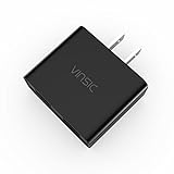 USB Charger, Vinsic 12W Dual-Port USB Travel Charger Adapter, 5V 2.4A for iPhone iPad iPod, Samsung Galaxy, Cell Phones, Tablets (Black)