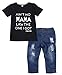 Toddler Baby Boy Clothes Short Sleeve T-shirt +Denim Pants Outfits Set Black 2T