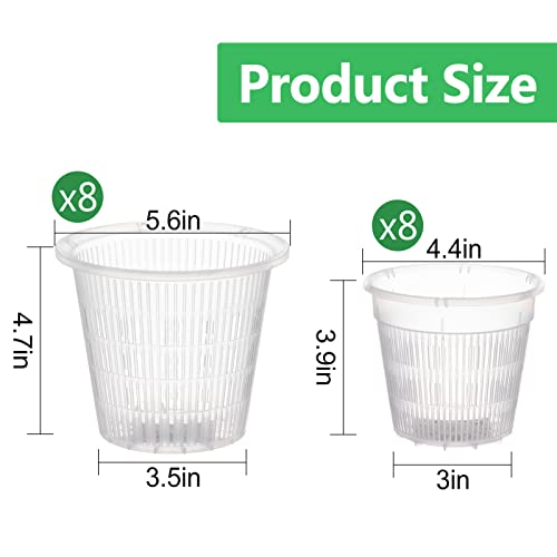16Pack Clear Plastic Orchid Pots with Holes in 2 Sizes 4.5" or 5.5" Orchid Breathable Slotted