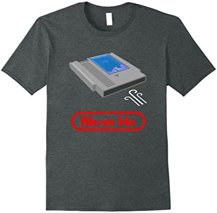 Mens Old school Blow Me 80s T-Shirt Funny Gamer Parody Medium Dark Heather