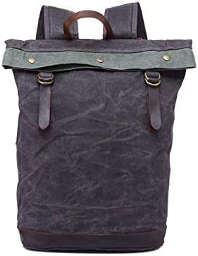 Mens Backpacks, VICROAD Vintage Waxed Canvas Leather Rucksack Waterproof Daypacks