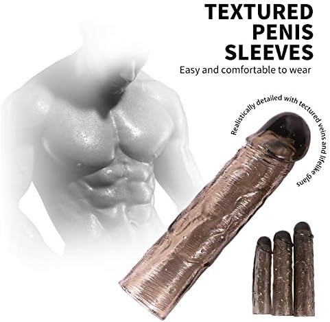 Safe Flexible TPE Material Black P-ê-NIS Sleeve for Men for Couple with P-ê-NIS Ring Reusable Cóndom