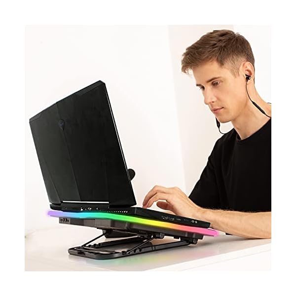 KLIM-Ultimate-Laptop-Cooling-Stand-with-RGB-backlighting-11-17-Gaming-Laptop-Cooling-Pad-For-Desk-New-2021-USB-Powered-Fan-Very-Stable-And-Silent-Compatible-Mac-And-PS4 KLIM Ultimate + RGB Laptop Cooling Pad with LED Rim + Gaming Laptop Cooler + USB Powered Fan + Very Stable And Silent…