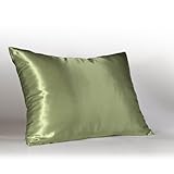 Sweet Dreams Luxury Satin Pillowcase with Zipper, Standard Size, Sage (Silky Satin Pillow Case for Hair) By Shop Bedding