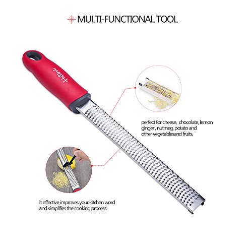 Haturi Stainless Steel Zester, Cheese Zester, Lemon Zester Grater, Kitchen Tool for Ginger, Citrus, Nutmeg, Potato, Vegetable & Fruit