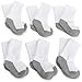 Jefferies Socks Big Boys' Seamless Toe Athletic Crew Socks, 6-pack White/Grey, 6-7 1/2(X-Small)(Shoe size 6-11)