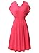 Bulotus Women's Short Sleeve Double V-Neck Cotton Jersey Casual A-line Dress