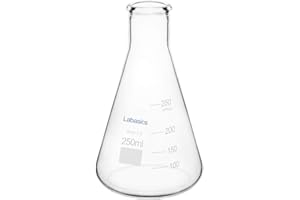 Labasics Glass Narrow Mouth Erlenmeyer Flask, Borosilicate Glass Heavy Wall Flask with Heavy Duty Rim - 250 ml