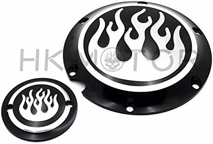 HONGK- Flame Derby Timing Timer Cover Compatible with Harley Davidson Sportster 883 1200 XL Black [B06WGQCCVZ]