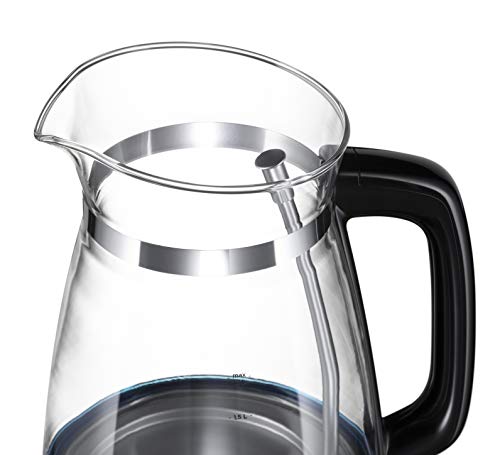 Russell Hobbs 26080-70 Wasserkocher Glas (optimierte Design Ausgusstülle aus Glas, LED Beleuchtung), Classic Design, Boden aus Edelstahl, Trasparente/Nero, 1.7 l, 2400 W – Bild 6