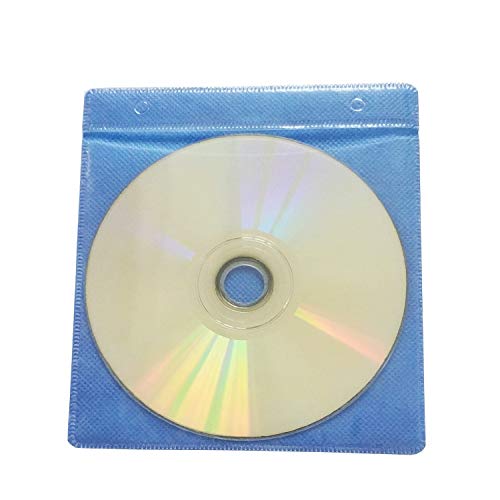 Baocool 100 Pack Premium CD DVD Sleeves,Thick Non-Woven Material Double-Sided Refill Plastic Sleeve for CD and DVD Storage Binders Disc Case (Blue) - Thumbnail 5