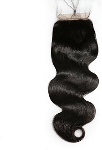 JK Free Part Silk Base Closure Body Wave Remy 100% Unprocessed Brazilian Virgin Human Hair Silk Top Closure with Baby Hair 4X4 Natural Color Silk Closure Piece 16 inches