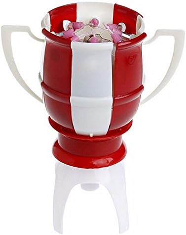 Creative Musical Rotating Football Soccer Cup Happy Birthday Cake Topper 8 Candle Party Decor Lights Colorful (Red&amp;White)