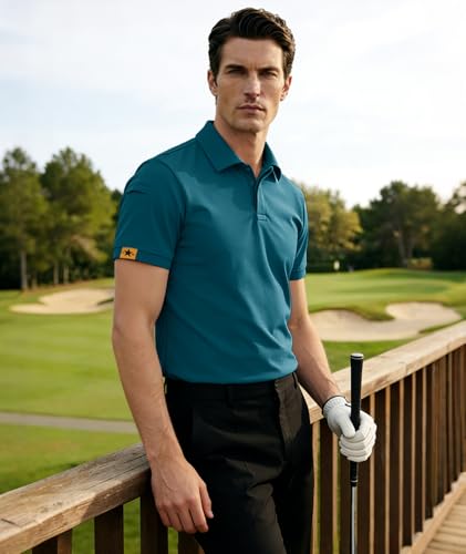 JACKETOWN Men's Short Sleeve Polo Shirt Quick Dry Breathable Polo Tennis Polo Summer Men's Golf Sports Shirt Casual Basic Polo