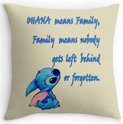 VintaStore Lilo Stitch Ohana Family Quote Soft Cartoon Cool Cover Two Size Suitbale Pillowcase Cover 18x18inch