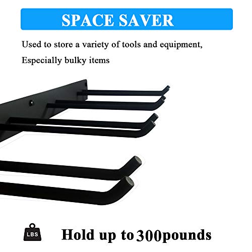 FRMSAET Wall Mount Rack Hook Space Saver Garden Tool Organizer Garage Storage System Super Heavy Duty Steel Holder Hanger - Screws and Anchors Included (Black) - Thumbnail 3