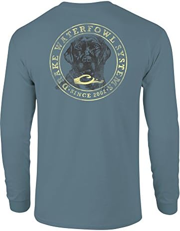 Drake Waterfowl Circle Lab Long Sleeve Tee-Ice Blue-xl