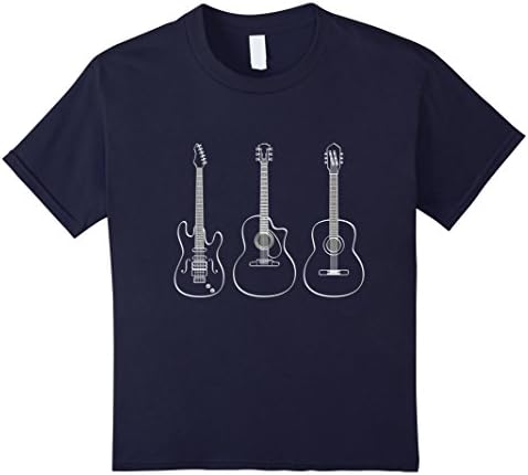 Kids Three Guitars Electric Acoustic Music T-shirt 10 Navy