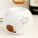 DEBON Creative Milk White Ceramic Hollowing Floral Aroma Lamp Oil Diffuser Essential Oil Lamp Aromatherapy Furnace Ceramic Incense Burner Oil Candle Furnace Tea Light Holder Candle Holders (C)
