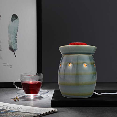 StarMoon Wax Melt Warmer Electric, Candle Warmer for Wax Melt, Home Fragrance Diffuser, Home Décor, No Flame, Removable Dish, with One More Bulb (D. Green & Gray) - Thumbnail 4