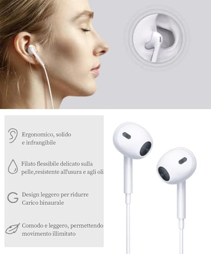 Bivvclaz Wired In-Ear Headphones Wired Earphones HiFi Stereo Noise Cancelling Headphones with Mic and Volume Control Compatible with iPhone 14 Pro Max/14 Plus/13 Pro/13/12/11/XR/XS/X/SE/7