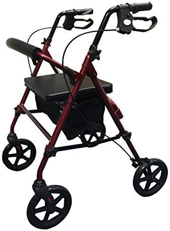Folding Lightweight 4 Wheel Rollator with Adjustable walking frame and padded seat by Simplelife Mobility