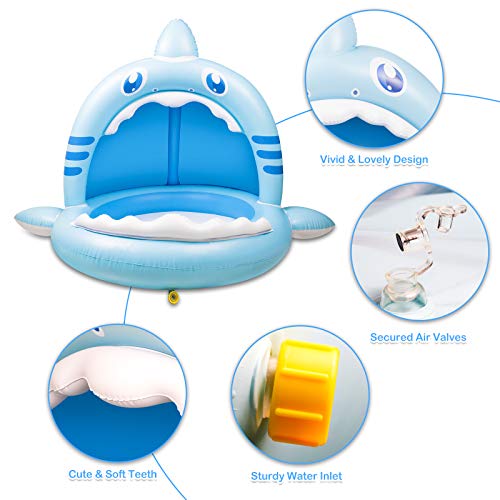 Baby Pool, Inflatable Baby Pool, Baby Shark Pool with Canopy of 43 Inches, Summer Water Play Center for Girls Boys… - Image 3