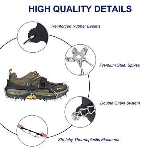 MIRACOL Crampons Ice Cleats Traction Snow Grips 19 Spikes Walk Traction