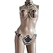 iiniim Women's PU Leather Open Bust Body Chest Harness Chain Underwear Lingerie Outfits Black