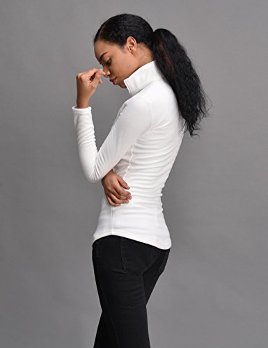 NEARKIN (NKNKWTT791 Women Soft Fleece Lined Comfy Slim Cut Upturned Collar Zipup Tshirts White US S(Tag Size M)