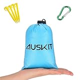 Outdoor Picnic Beach Blanket with Stakes, Waterproof Camping Trap for Beach ,Camping,,Traveling and Hiking,Pocket blanket with Corner Pockets, Loops and Bag