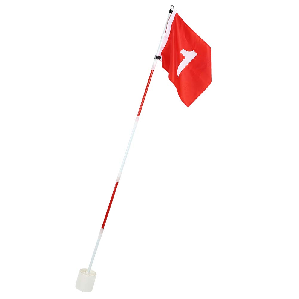 Golf Putting Green Flagpole, 5-Section Removable with Red Flag, Hole Cup Practice Set Portable Training Accessory for Home Backyard, Golf Course, Indoor Simulator Use