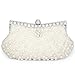 b.m.c BMC Womens Bright Ivory Faux Pearl Cascading Bead Rhinestone Encrusted Evening Clutch Cocktail Party Fashion Purse