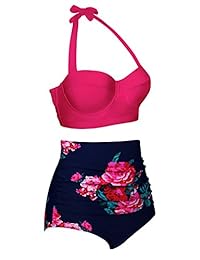 Unisweet damaes Vintage de lunares Talle Alto Bikini de dos piezas bañadores (tamaño de dama)