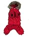 Pineocus Small Dog Apparel Airman Fleece Winter Coat Snowsuit Hooded Jumpsuit Waterproof Coat(for Dog Like Poodle, Pinscher, Shih tzu,Chihuahua, Size Runs Small One to Two Size Than US Size) Red XL