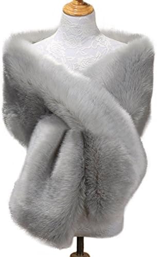 Womens 2019 Bridal Cape Wedding Wrap Scarves Winter Faux Fur Shawl Stole