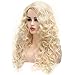 BESTUNG Long Blonde Hair Curly Wavy Full Head Halloween Wigs for Women Cosplay Costume Party Hairpiece (613#-Pale Blond)