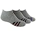 adidas Boys Cushion No Show Socks (Pack of 3), Heathered Light Onix/Power Red - Black - Night Flash Purple, Medium