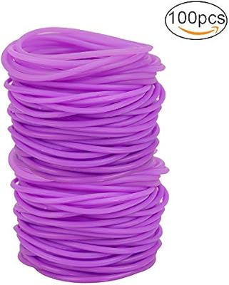 Rocutus 100pcs Set Silicone Elastic Hair Ties Ponytail Holders No