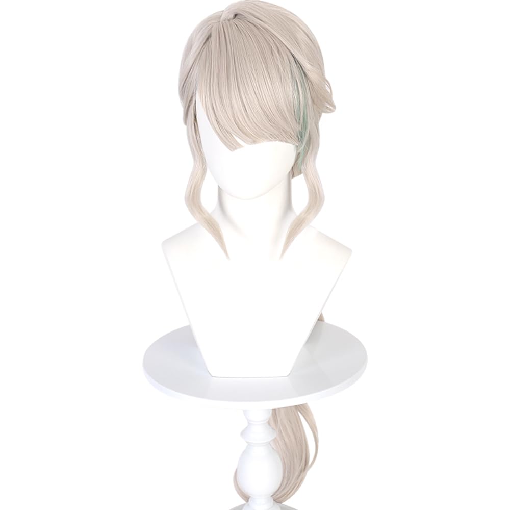 Gray with Blue Long Wig for Lynette Cosplay From Game Genshin Impact Synthetic Heat-Resistant Hair