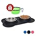 Small Dog Bowls Set of 2 Stainless Steel Bowls with Non-Skid & No Spill Silicone Black Stand for Small Dogs Cats Puppy & Collapsible Travel Pet Bowl