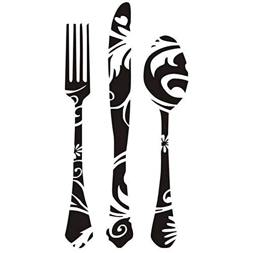 Potelin Wall Sticker Tableware Pattern Removable Mural Wallpaper Decal for Fridge Cabinet Kitchen Restaurant Shop Durable and Useful
