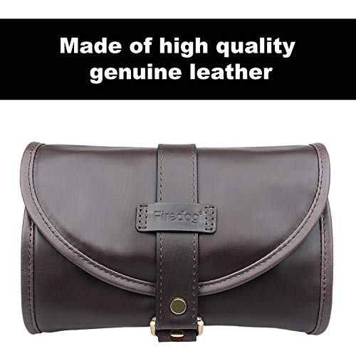 Traditional Brown Genuine Leather Tobacco Smoking Pipe Pouch Bag Organize Case Pipe Tool lighter Holder Pocket for 2 Pipe (black-brown)
