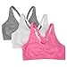 Fruit of the Loom womens Adjustable Shirred Front Racerback Sports Bra, Neon Pink Heather/White/Grey - 3-pack, 44 US