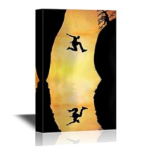 Extreme Sport Man Jumping Between Cliffs Crazy Parkour